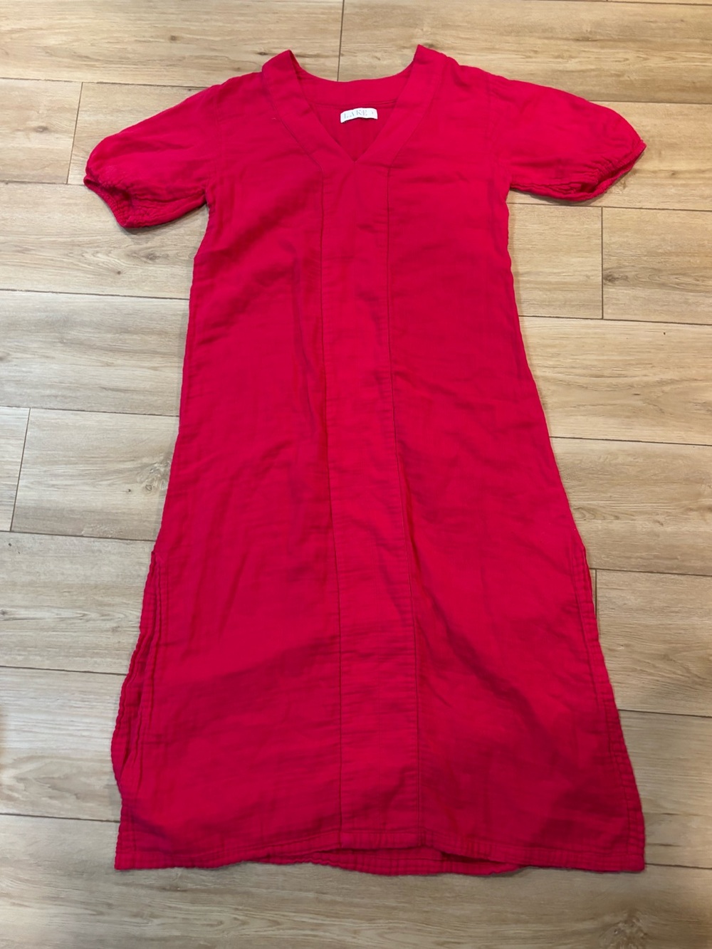 LAKE Fuchsia Pink Cotton Gauze Maxi Caftan Dress small s Resort Vacation cruise